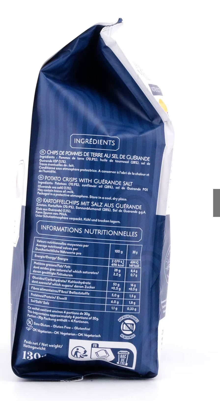 Nestle Granulated Sugar packaging with nutritional information on a white background