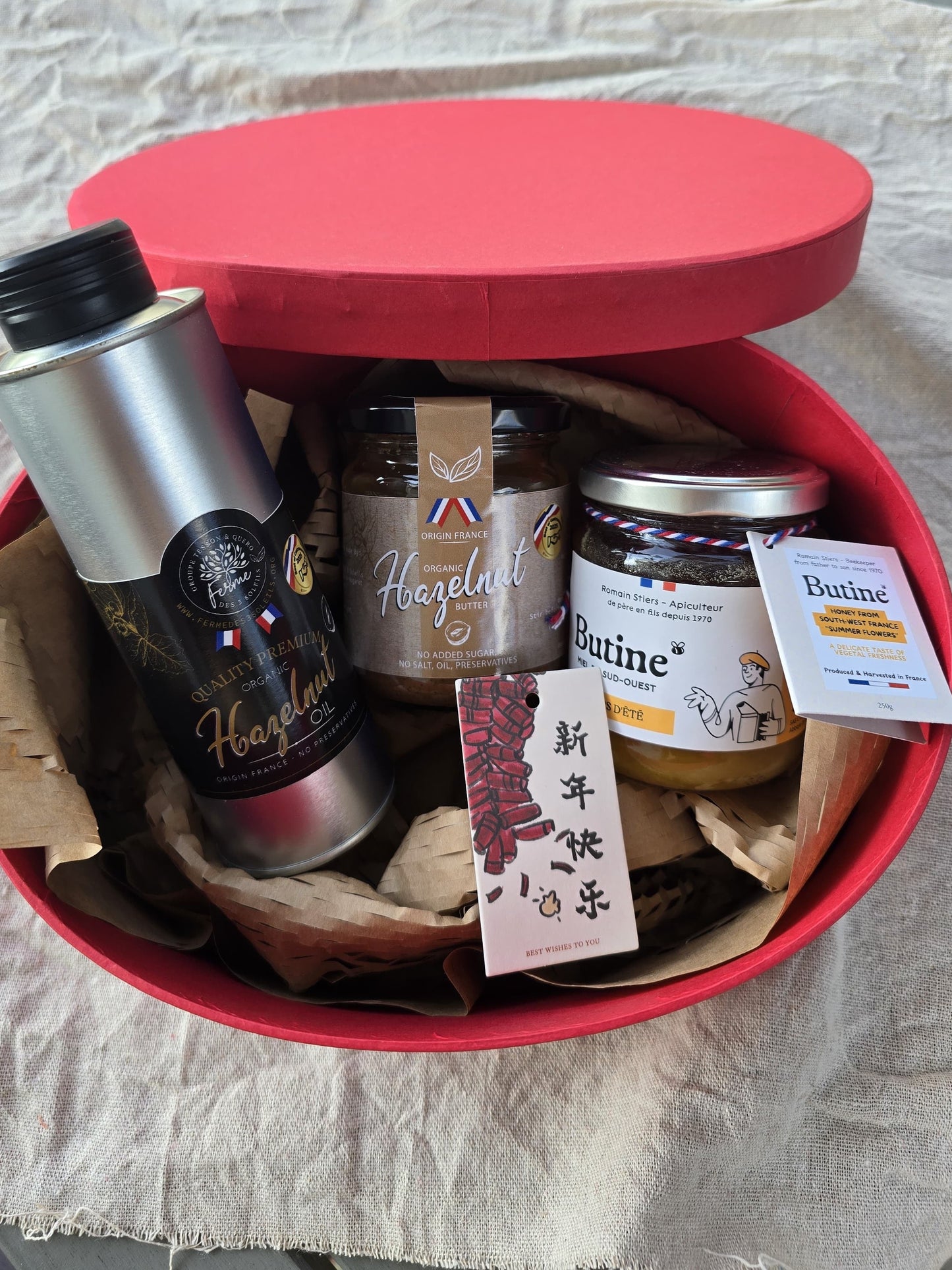 French Artisanal CNY Gift Set｜Organic Nut Oil · Pure Nut Butter · Raw Wildflower Honey