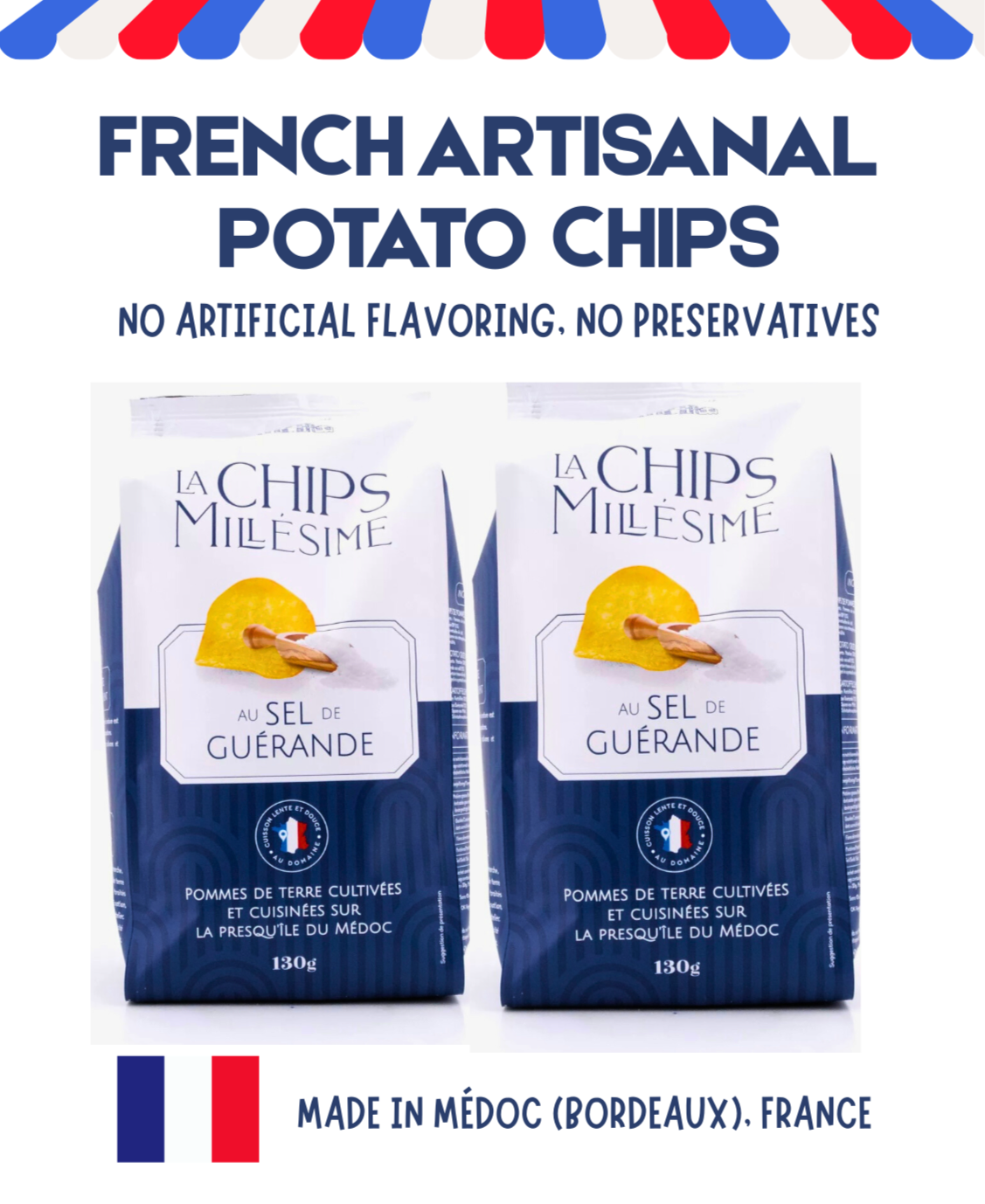 Bundle Promo - Pack of 2: Gourmet Artisanal French Chips (Hand-Harvested Guérande Sea Salt)
